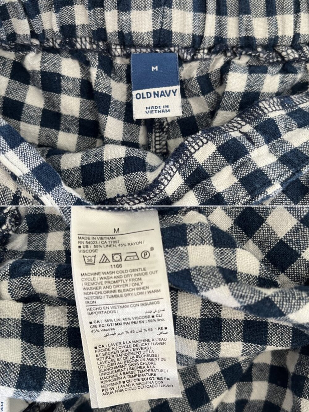 NWOT Old Navy High Waisted Wrap Mini Skort Linen Blend Blue White Gingham Size M - Picture 9 of 9